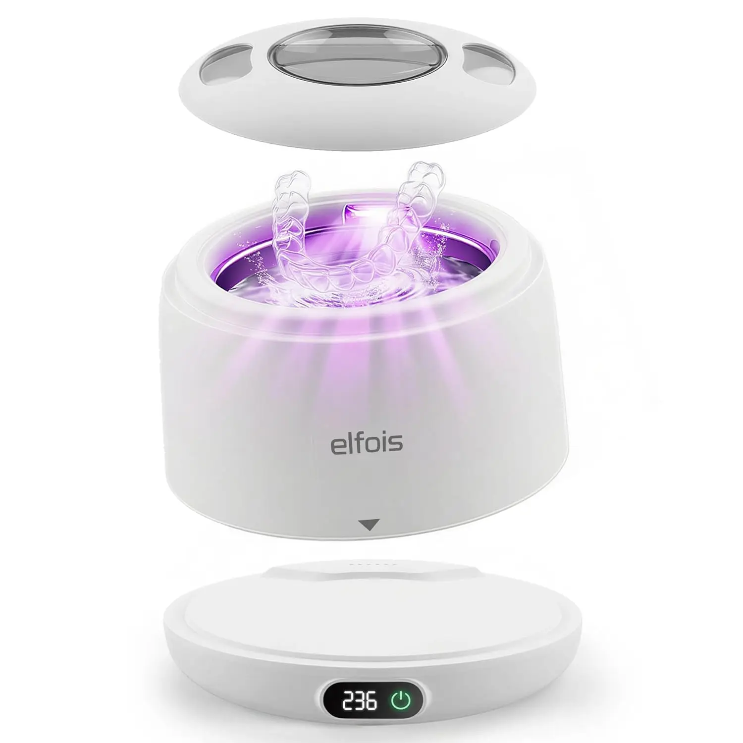 

Ultrasonic Dental Cleaner with UV Light - 45kHz, 4 Modes, Detachable Design for Aligners, Retainers & Dentures