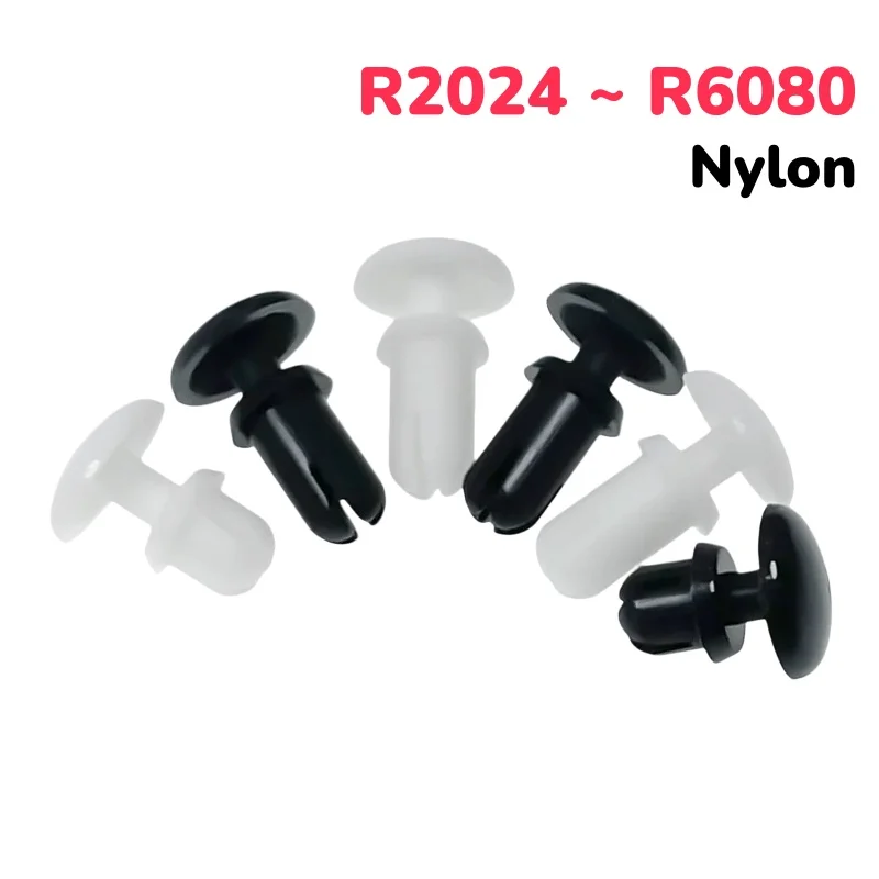 Black/White R2024 ~ R6080 R Type Nylon Snap Rivet Type Expansion Rivets Nut Buckle for PC Board