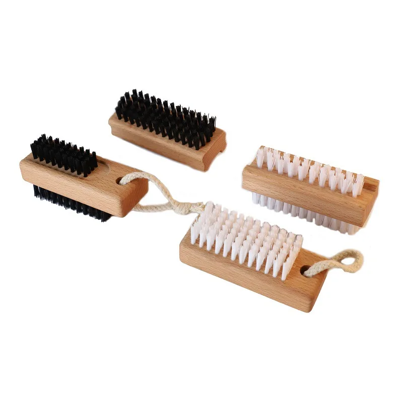 1Pc Double Sides Nail Cleaning Brush Wood Handle Nail Art Scrubbing Brush Portable Remove Dust Tool