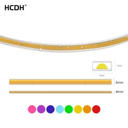Super Thin COB LED Strip Lights 4mm 480LEDs/m Flexible Linear Light Bar Ribbon Diode Tape Band Warm White 5000K 3500K Dimmable