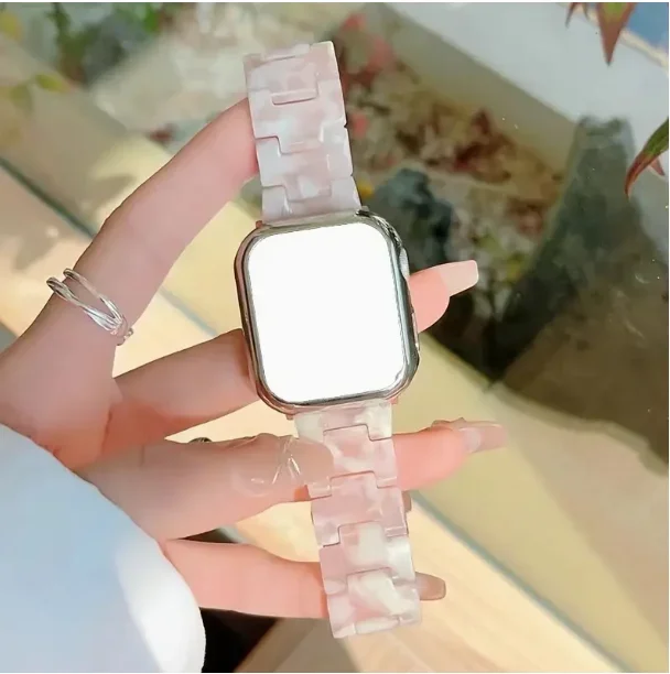 애플워치 스트랩 - 조절 가능, 방수, 내구성 있는 스트랩, SE 10 9 8 7 6 5 4 3 3 2 울트라, 사이즈 38-49mm 스타일리쉬 레진 팔찌