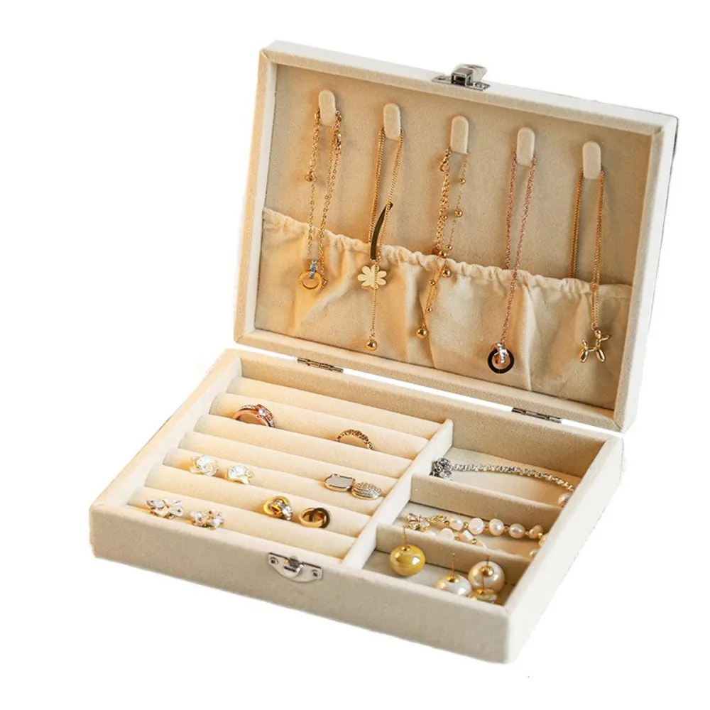 

Большая вместительная коробка для хранения ювелирных изделий, откидная крышка, 3/9/24 сетки, портативный органайзер для сережек, экономия места, запираемый держатель для ювелирных изделий