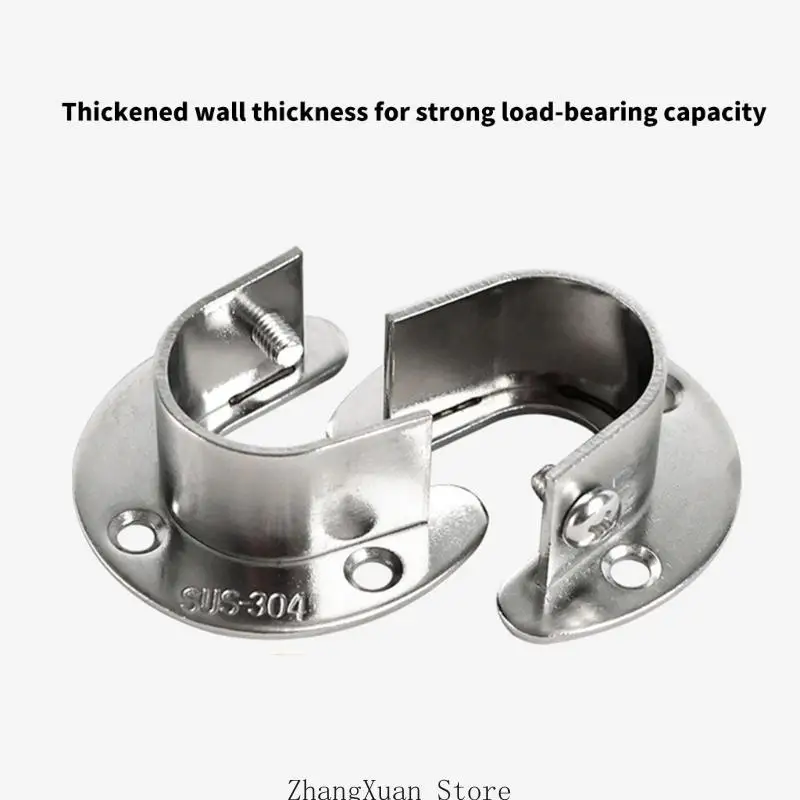 4X Silver Closet Rod Brackets Holder Sturdy Construction For 25Mm Poles 3XUF
