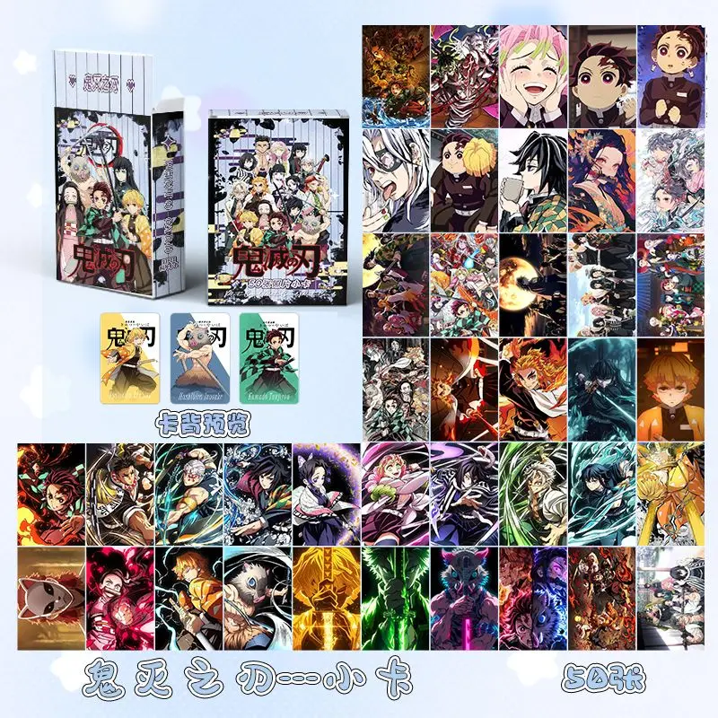 Demon Slayer Anime Merchandise Cartoon Cute Student Holographic Cards Creative Anime Polaroid Postcards Toys Gifts Wholesale