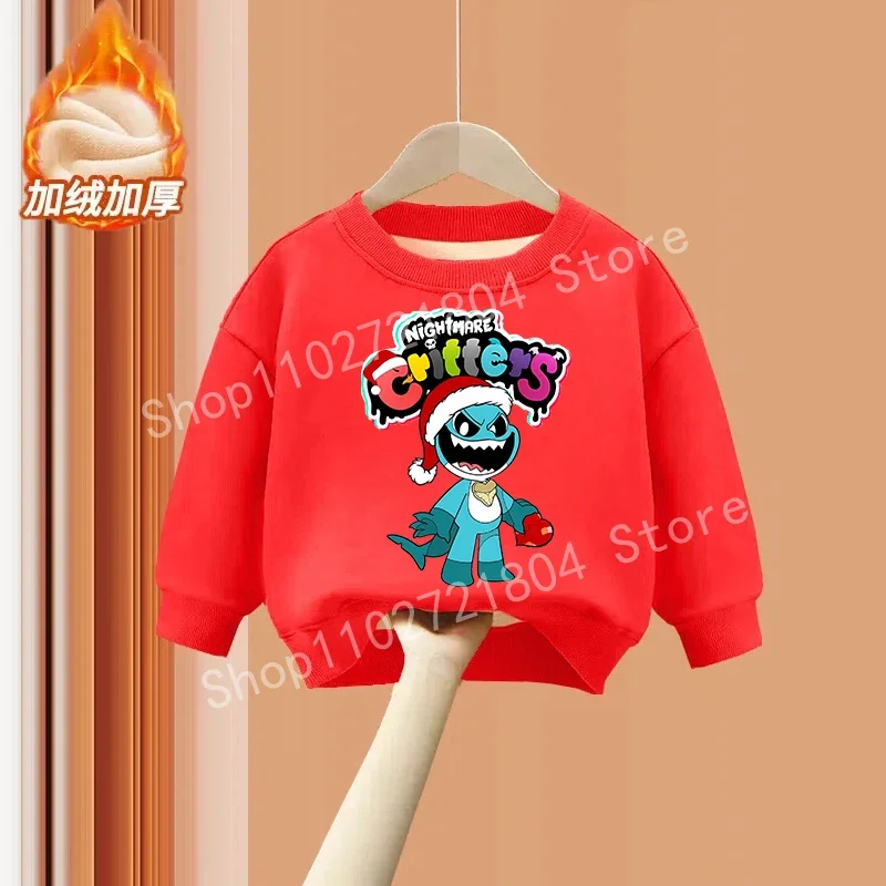 Sudadera navideña de Nightmare Critters, jersey con estampado de Anime, moda cálida de invierno, ropa de Navidad para niños y niñas, Tops de cuello redondo