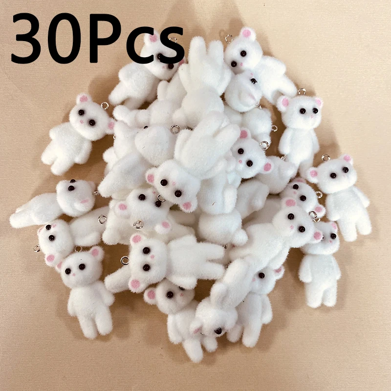 30pcs Miniature Plush Toy Bear Keychain Charms Bulk Wholeslae Pendants For Necklace Bag Key Chains DIY Jewelry Making