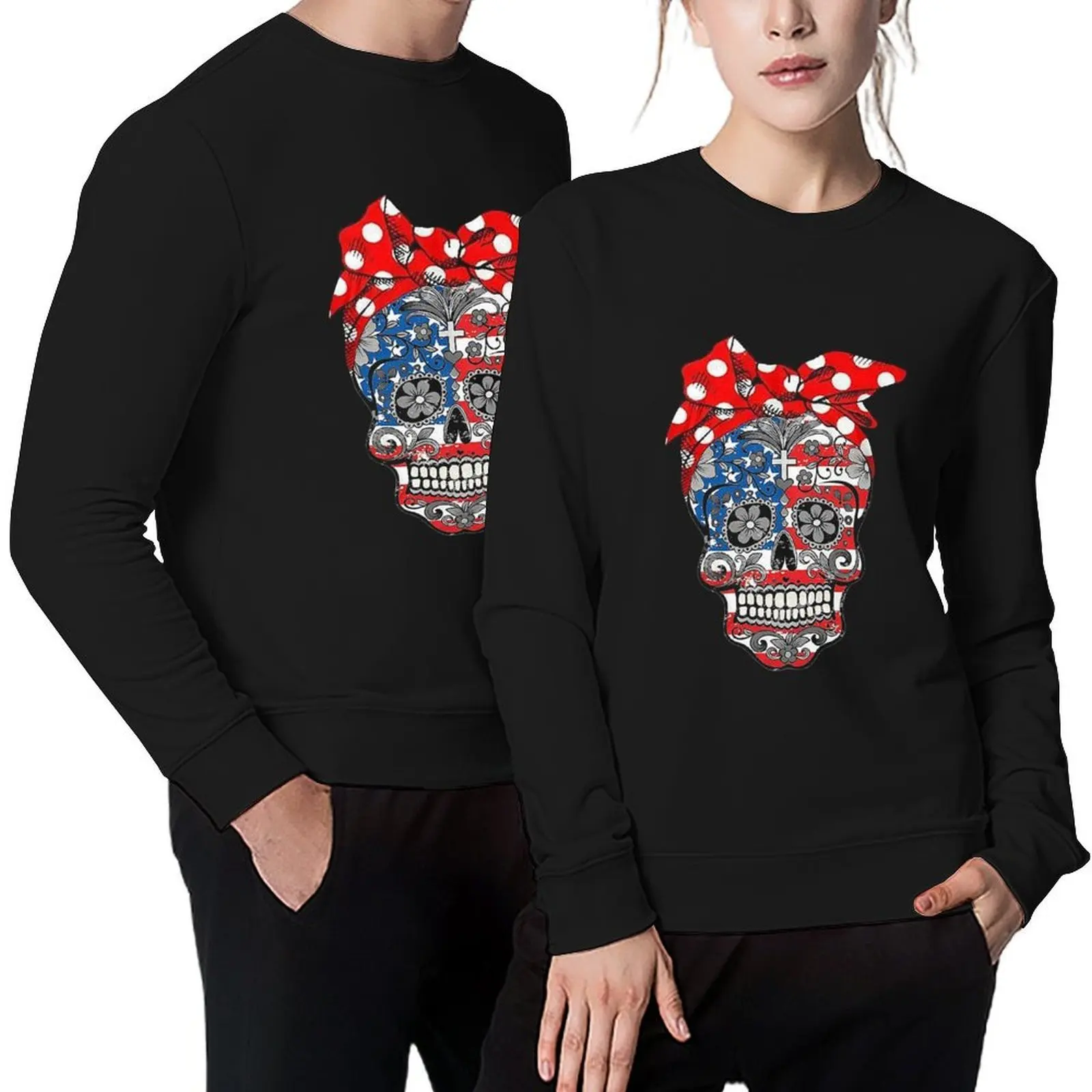 

Flower Sugar Skull Halloween Shirt Day of The Dead Pullover men's clothing autumn autumn sweatshirt