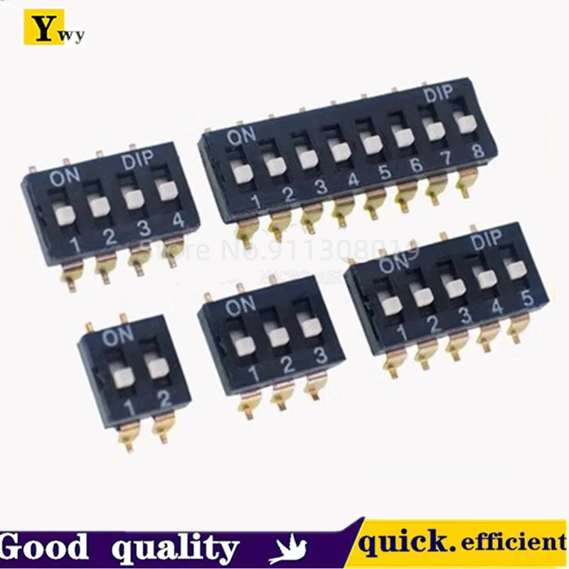 5PCS/LOT 2.54mm black patch dial switch 1P/2P/3/4P/5P/6P/8P gold plated SMD patch