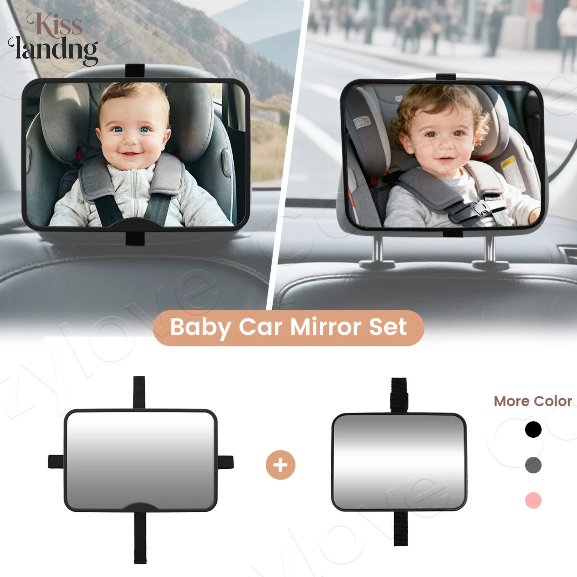 2個セット-ベビーカーミラー-耐衝撃-広視野-後部座席ミラー-後ろ向き幼児用-安全運転用