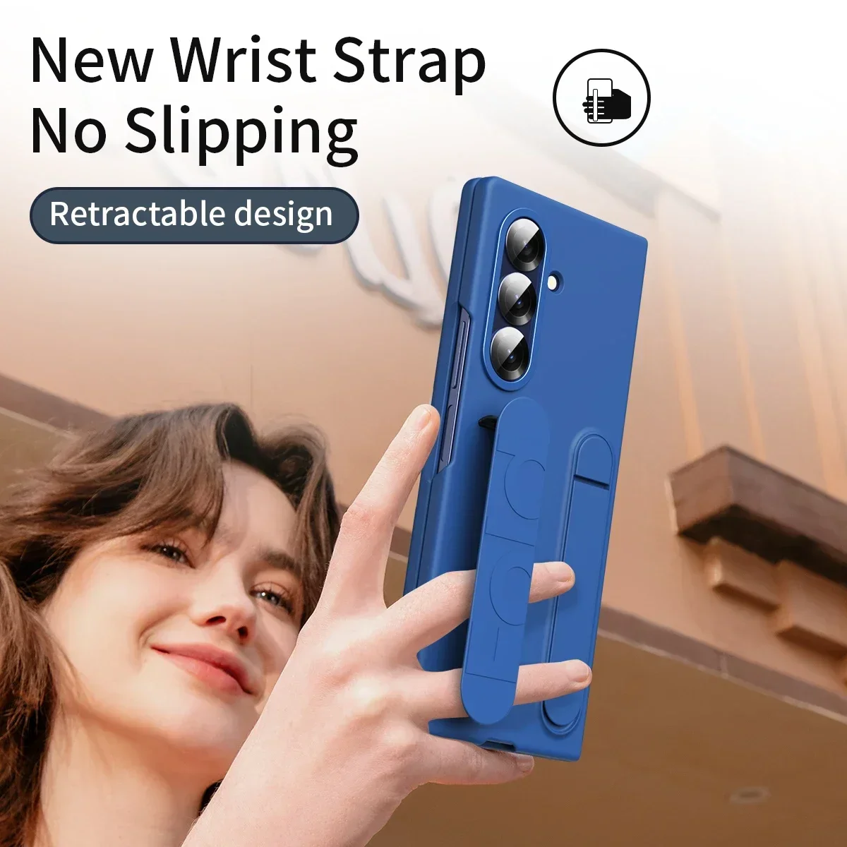 For Samsung Z Fold 8 Ultra 7 6 Skin-touch Wristband Case Invisible Bracket with Tempered Glass Screen Protector Shockproof Cover