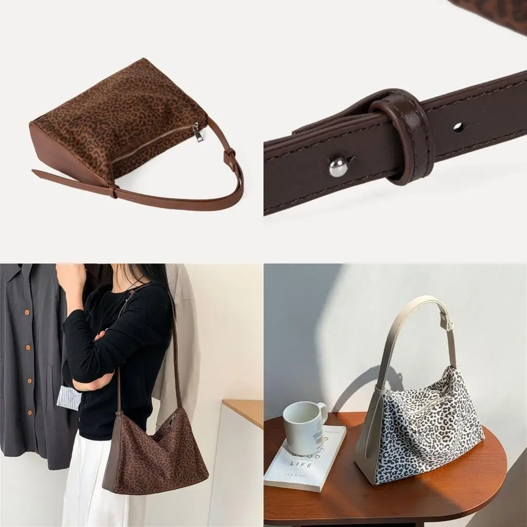

Unique Leopard Print Slouchy Bag for Women Lightweight Shoulder Purse Underarm Bags Casual Handbag with Spacious Designs