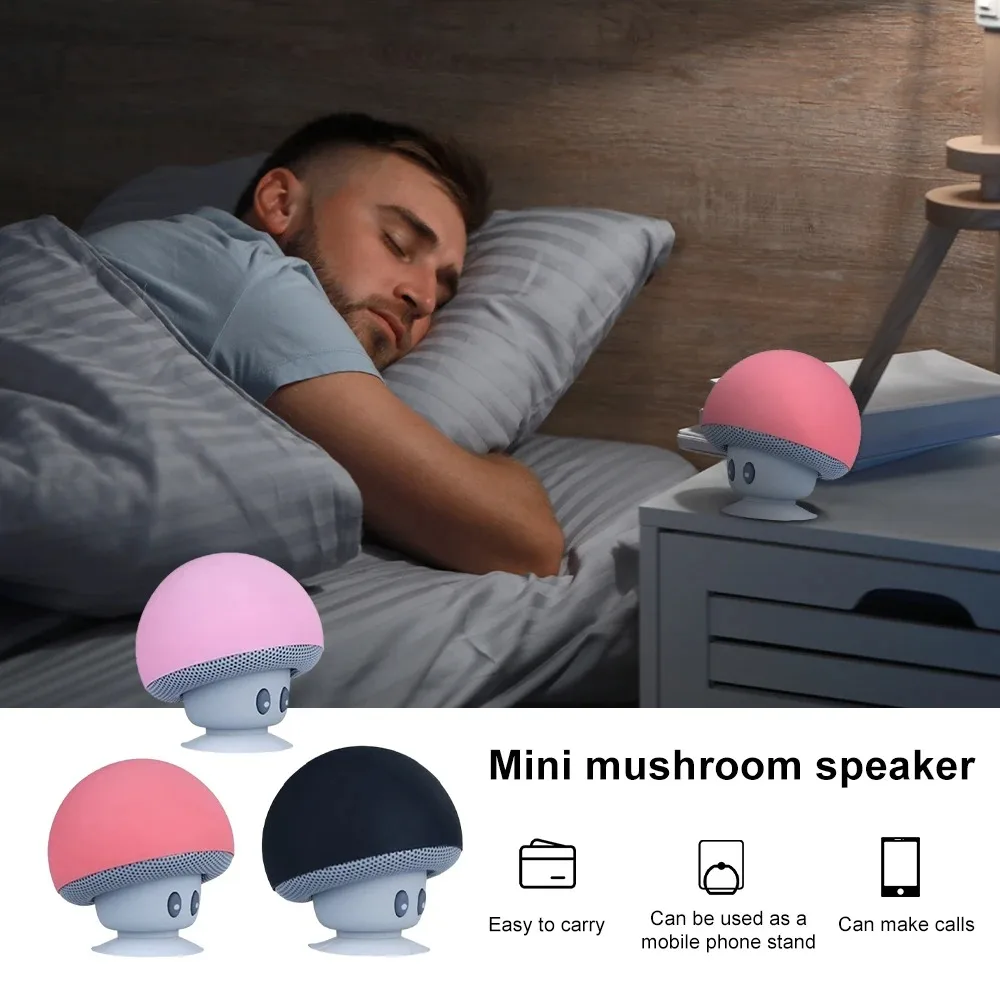 Creative Mini Suction Cup Portable Smartphone Speaker Mini Mushroom Bluetooth Speaker Cross-Border Cartoon Gift