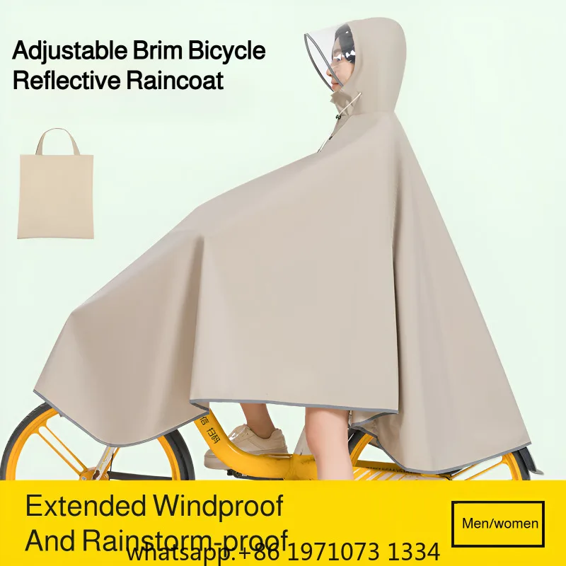 2025 New Waterproof Bicycle Rain Student Bicycle Electric Driver Dedicated Long Full Body Lightweight Reusable Hooded Rain Capes