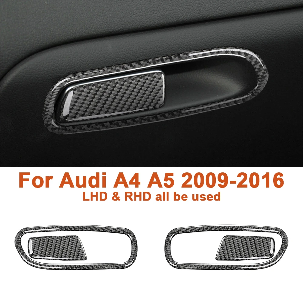 

For Audi A4 A5 A4L B8 2009-2016 Accessories Carbon Fiber Car Co-Pilot Glove Storage Box Handle Frame Stickers Auto Interior