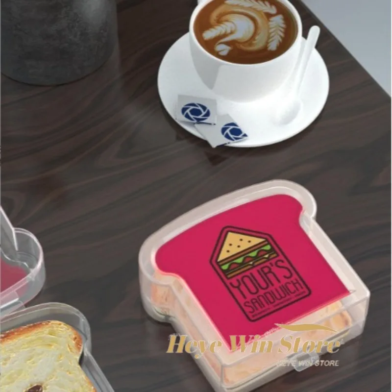 Toast Shaped Portable Lunch Box with Lid Toast Bread Sandwich Box Kitchen Outdoor Picnic Large-capacity Bento Sandwich Box view 3