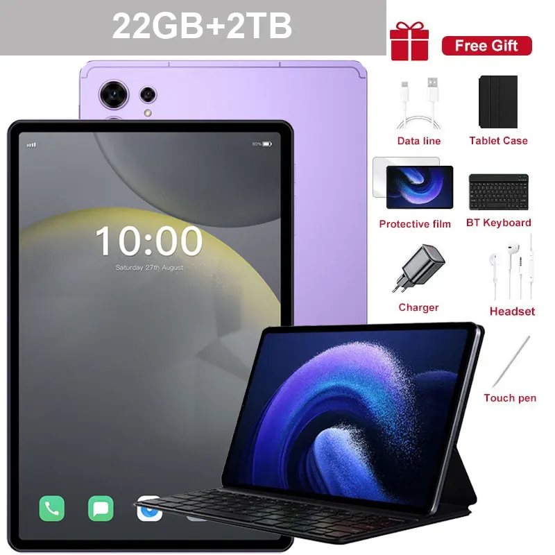 CHOTOG NEW Pad 7s Pro 10000mAh Tab 5G Dual SIM Card Tab PC 10.1HD Screen Tablet 22GB+2TB Children's Tablet Android 15 Global Version Tablets