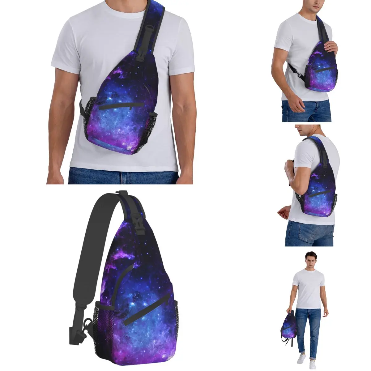 Galaxy Art Stars borsa a tracolla a tracolla piccola borsa a tracolla Universe Nebula zaino a tracolla Daypack per escursionismo viaggio borsa da viaggio