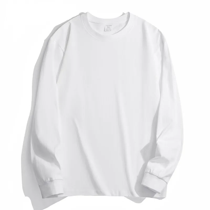 Black White GSM 500g Heavy-duty Pure Cotton T-shirt Thickened Threaded Round Neck Short Sleeves Three Needle Half Sleeve Tees image 6