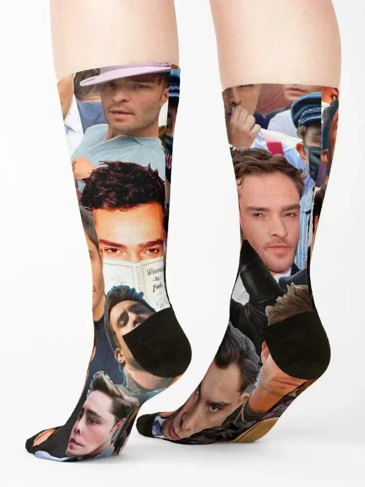 Ed Westwick Photo Collage Socks cotton sports stockings kids Soccer Boy Socks Women's