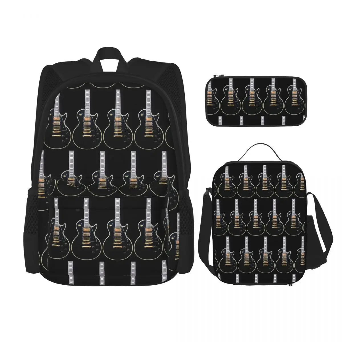 Gibson Custom ShopLes Paul BackpacksBookbag Students School Bags Kids Rucksack Lunch Bag Pen Bag Three-Piece Set