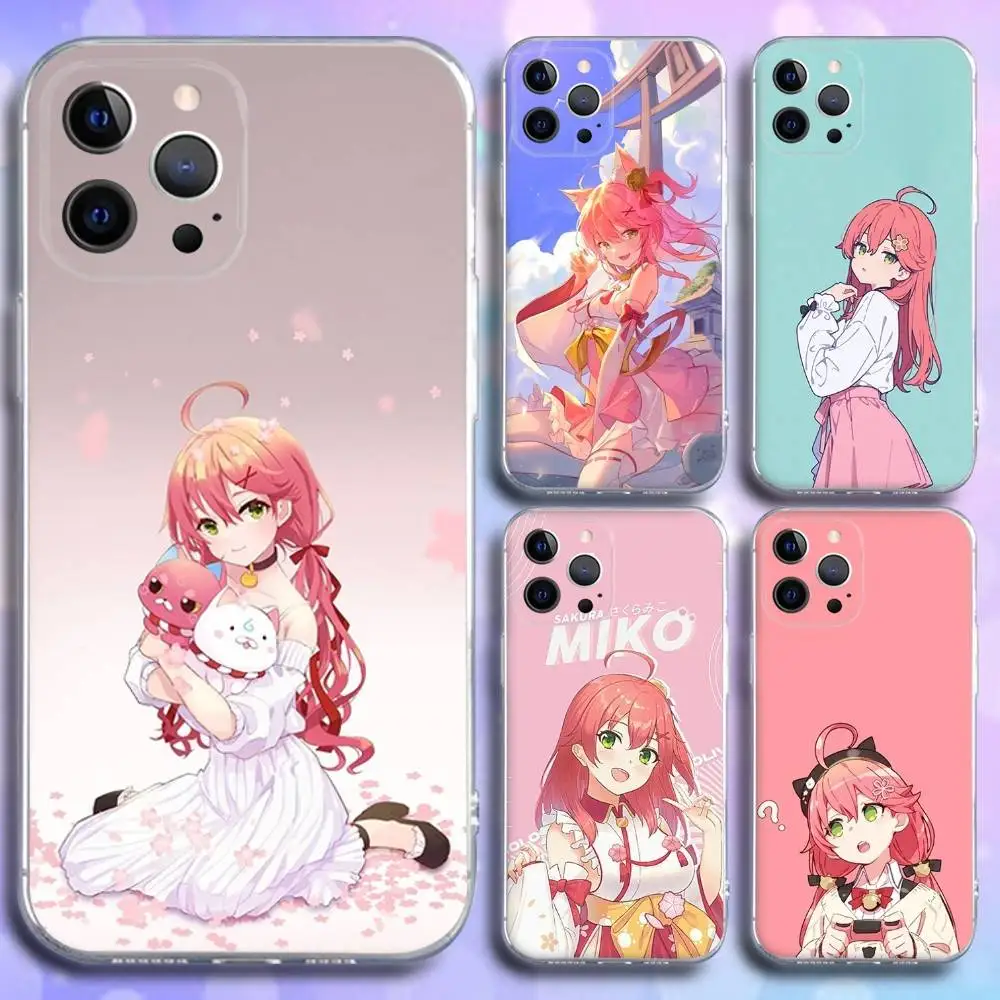 

S-Sakura Miko Hololive Phone Case For iPhone 16e,16,15,14,13,12,11 Plus,Pro,Max,XR,XS,X,Plus,SE,Mini Transparent Soft Cover