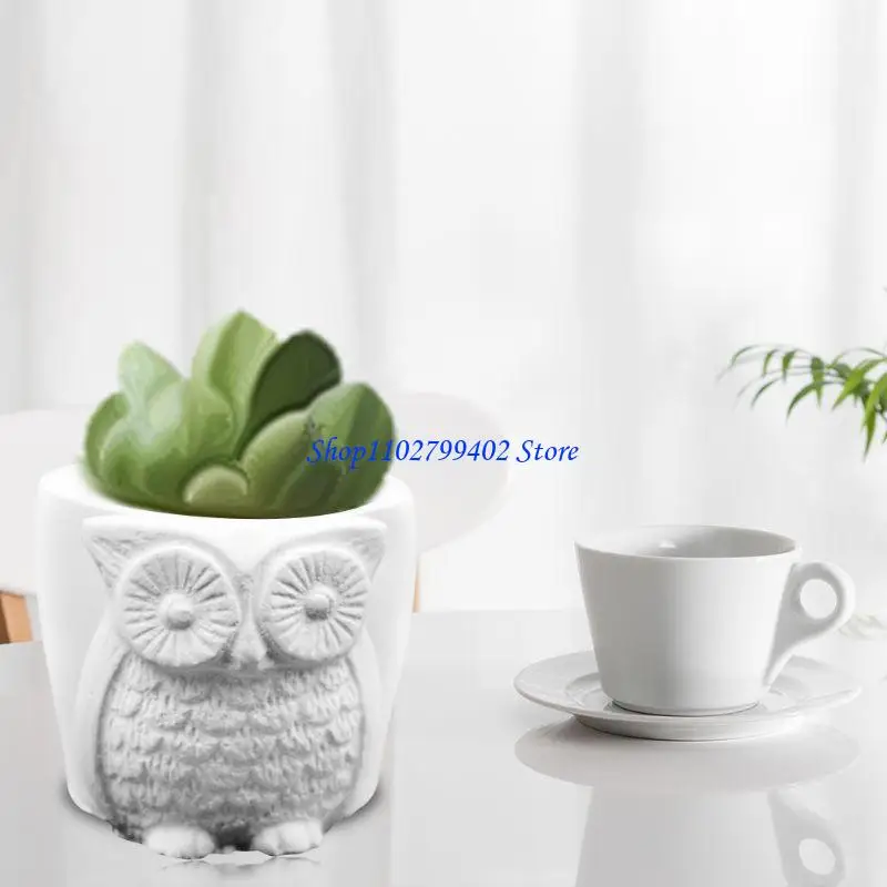 547F Durable Silicone Owl Flower Pot Mold Cement DIY Making Manual Clay Craft Concrete Mould