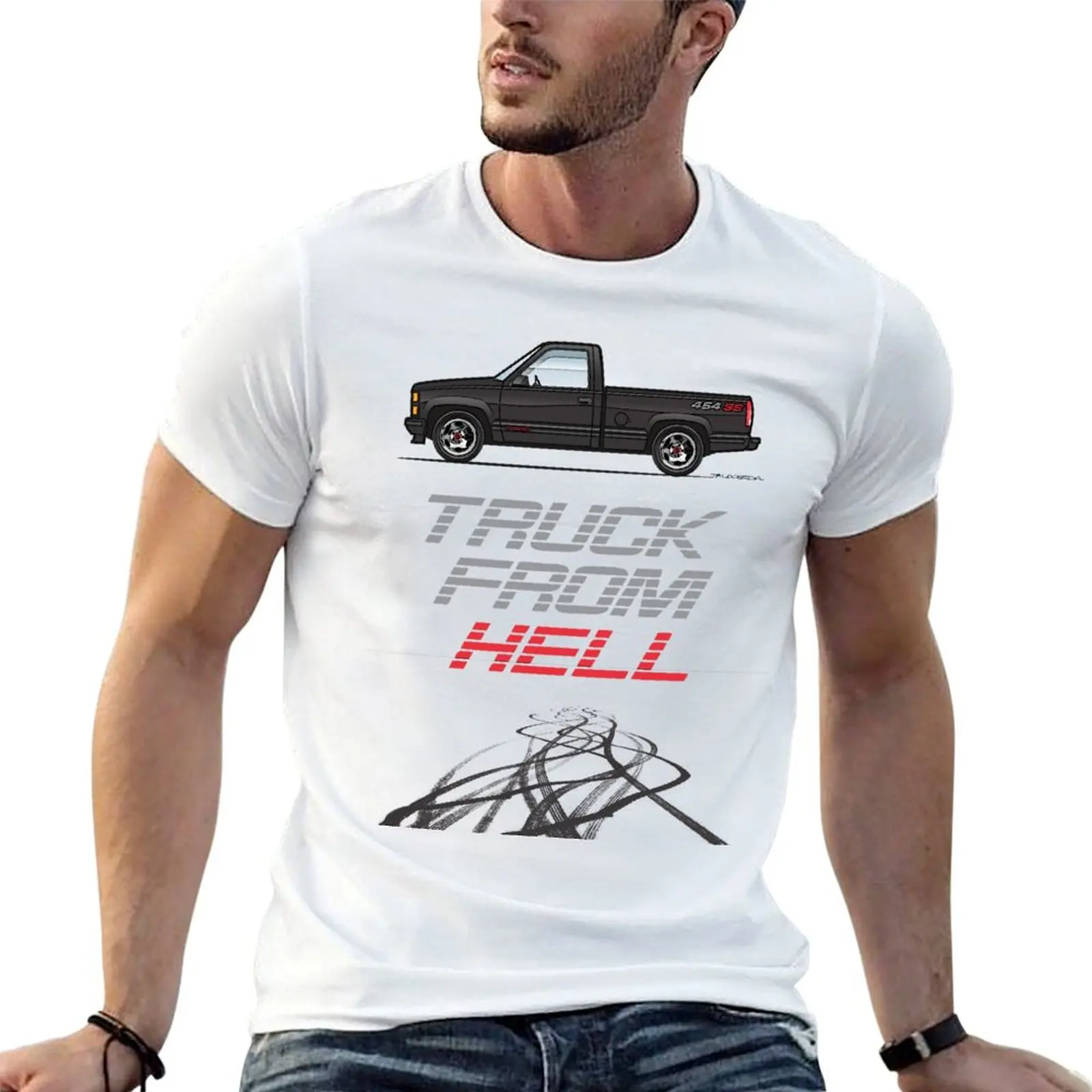 Camiseta negra 454ss, camisetas para hombre, camisetas gráficas, camiseta de anime, camiseta personalizada