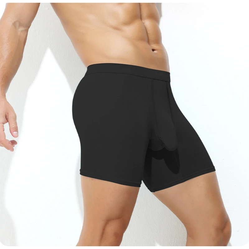 Men\'s Underwear Bullet Separation Pouch Boxers Long Legs Panties Summer Breathable Knickers Fashion Underpants Male Trunks