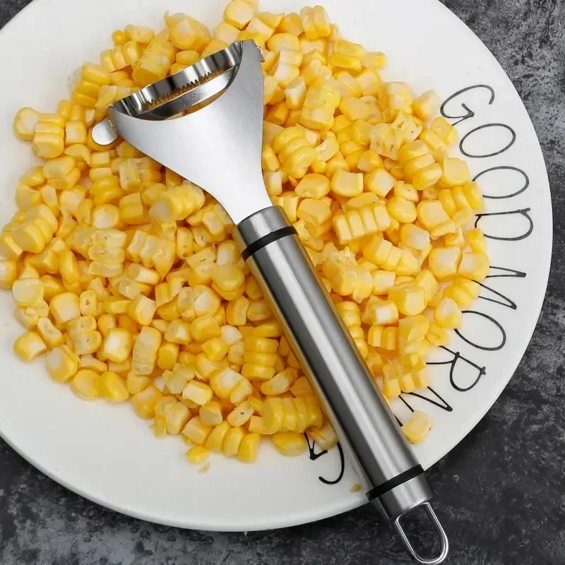 

3-Second Corn Cob Remover 2-Piece Stainless Steel No-Dirty-Hands Multifunctional Kitchen Gadget