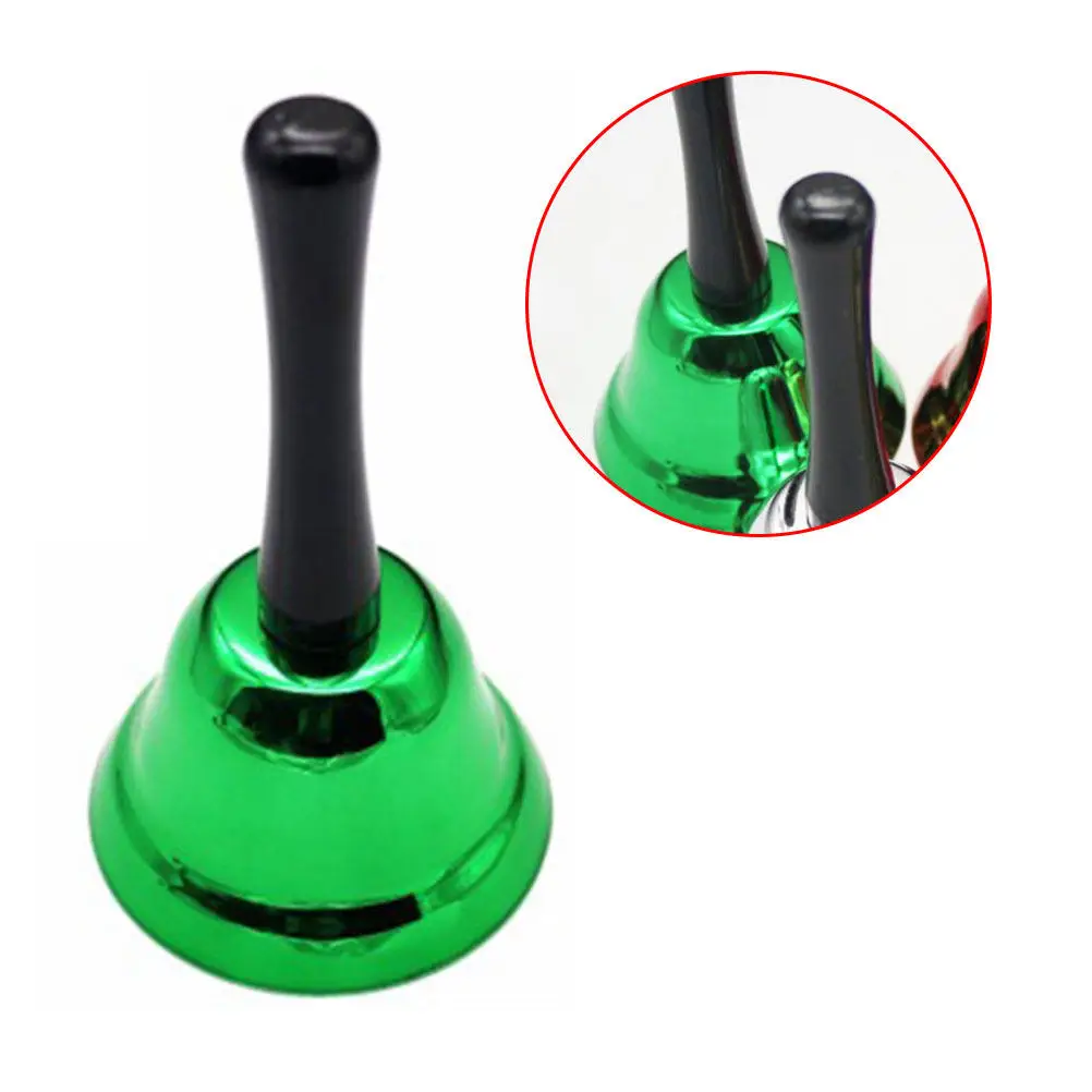 1Pcs Handbell Loud Clear Sound Metal Hand Bell Ergonomic Handle Lightweight for School Home Christmas Musical Instrument