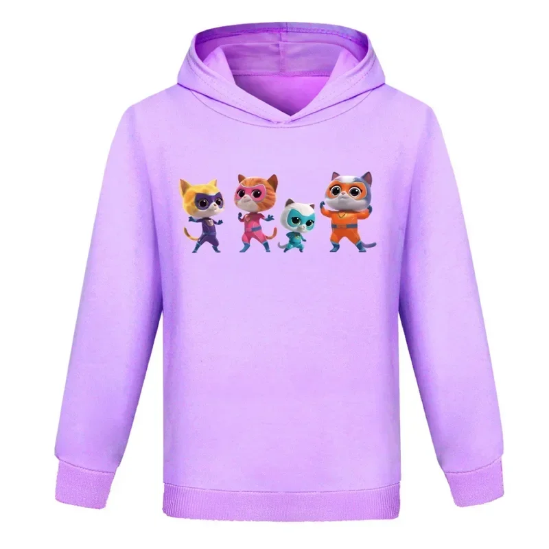 Felpa con cappuccio Super Kitties Cappotti a maniche lunghe per bambini Neonate Supercats Felpa Ragazzi Maglione casual Bambini Abiti primaverili autunnali