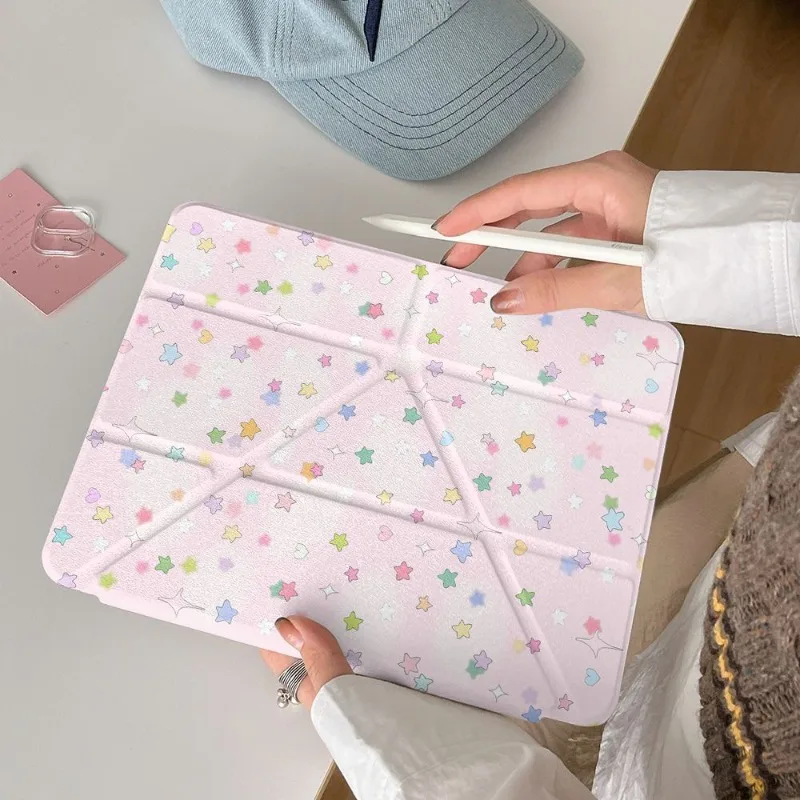 Rainbow Stars Y-Shape 3 Fold Protective Case for IPad Air 3 Case IPad 10th Air 4/5th 10.9 Pro 11 2nd 3rd 4th IPad 10.2 7/8/9th