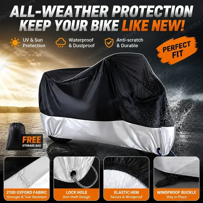 

For Benda Jinjila 250 Motorcycle Cover Waterproof UV Resistant Dustproof All Weather Outdoor Indoor Scooter Bike Protection