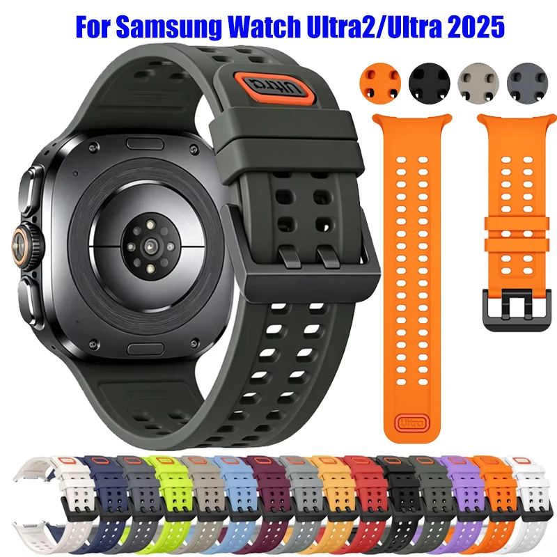 Original Silicone Band For Samsung Galaxy Watch Ultra2/Ultra 2025 47mm Sport Wrist Strap Galaxy watch 8 9 40 44mm/8Classic 46mm