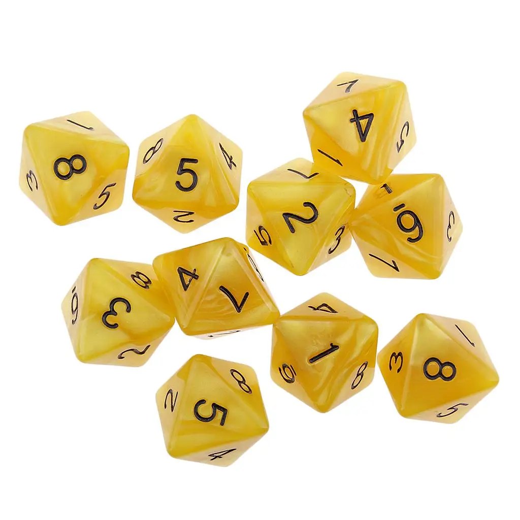 10pcs 8 Sided Dice D8 Polyhedral Dice for Table Games Acrylic Polyhedral Game Dice