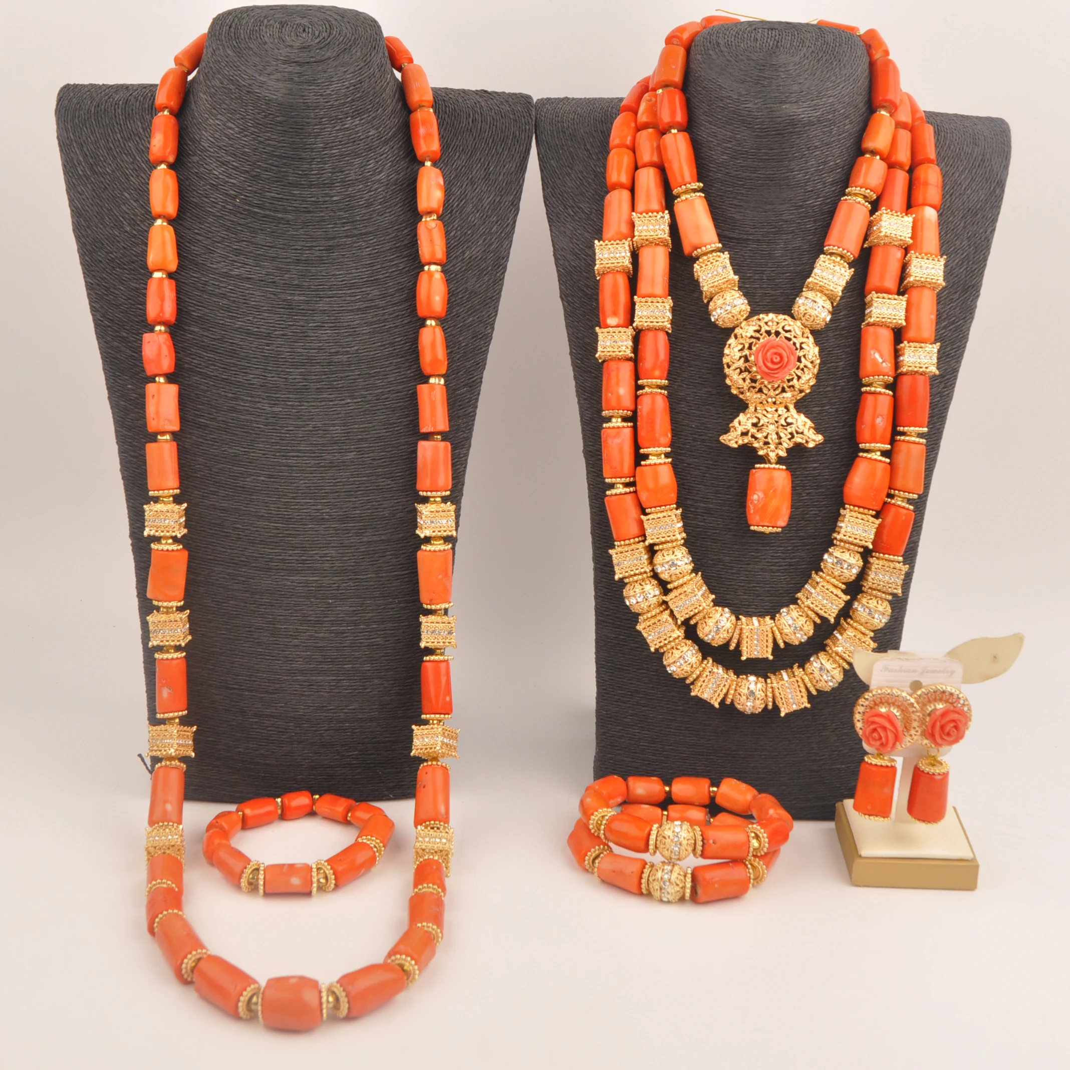 

Necklace Orange Natural Coral African Wedding Collection Nigerian fashion jewelry