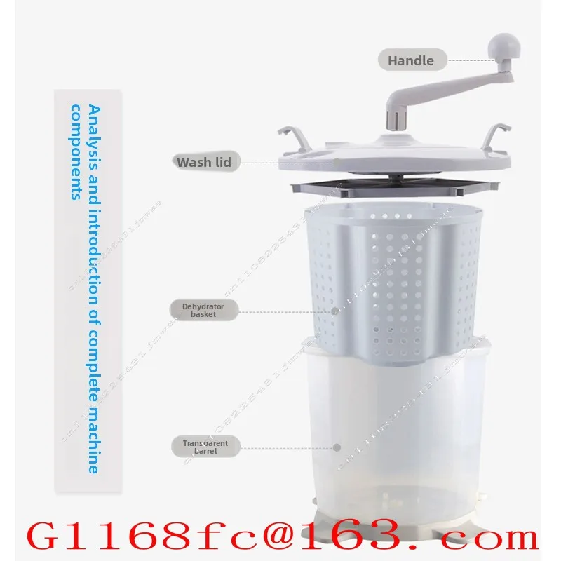 Manual Washing Machine Does Not Require Electric Hand Cranked Washing and Integrated Spin Drying Bucket