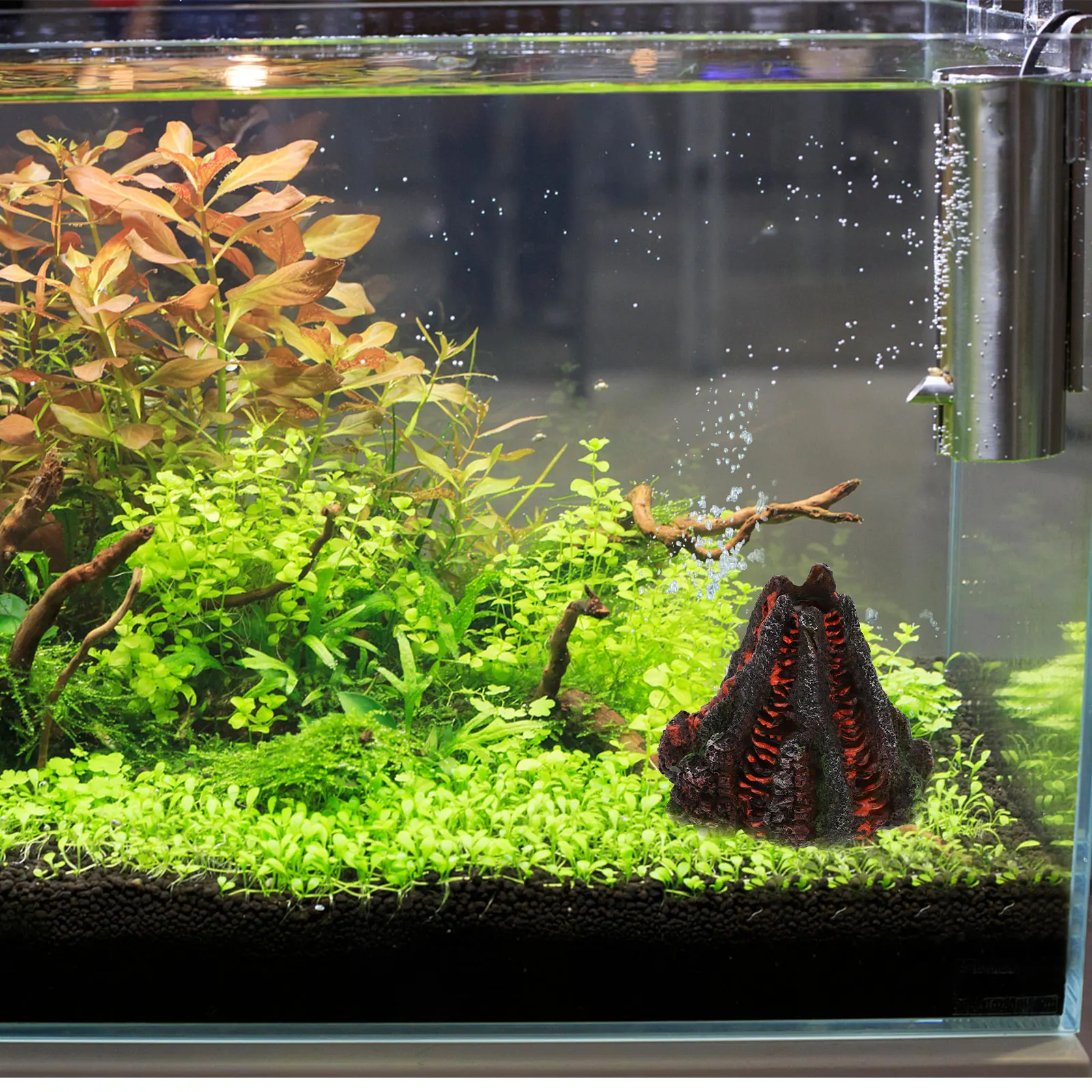 

1pc Aquarium Volcano Decor Fish Tank Resin Adornment Underwater Landscape Ornament Layout Safe Durable Non-Fading