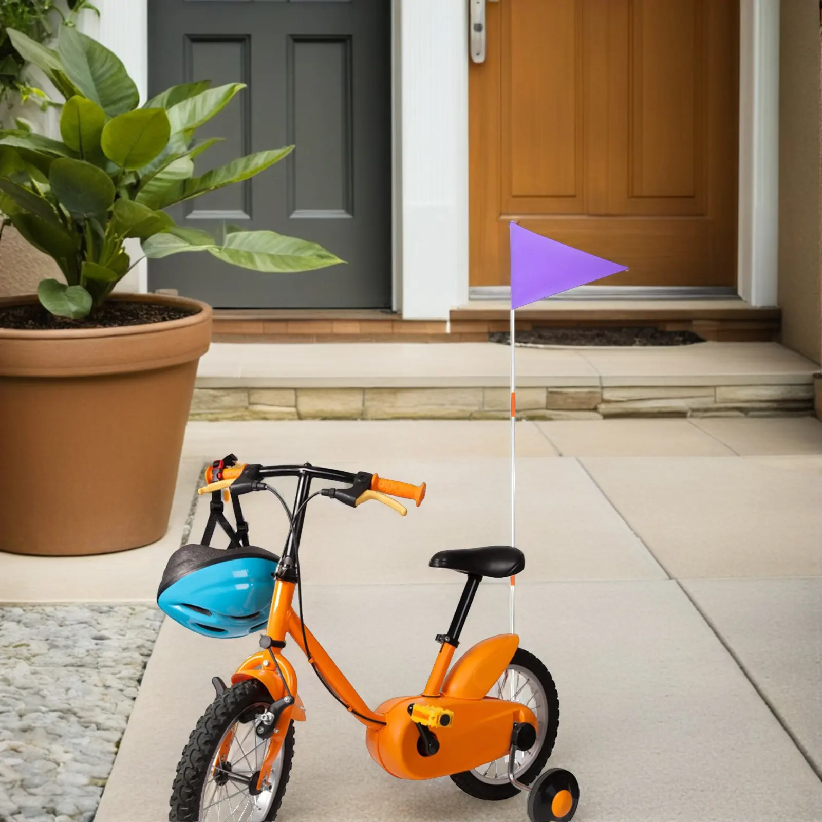 

2 шт. Детские велосипедные флаги безопасности с высокой видимостью, прочные, из стекловолокна, портативные, для езды на велосипеде на открытом воздухе, сигнальные флаги для предупреждения о дорожном движении