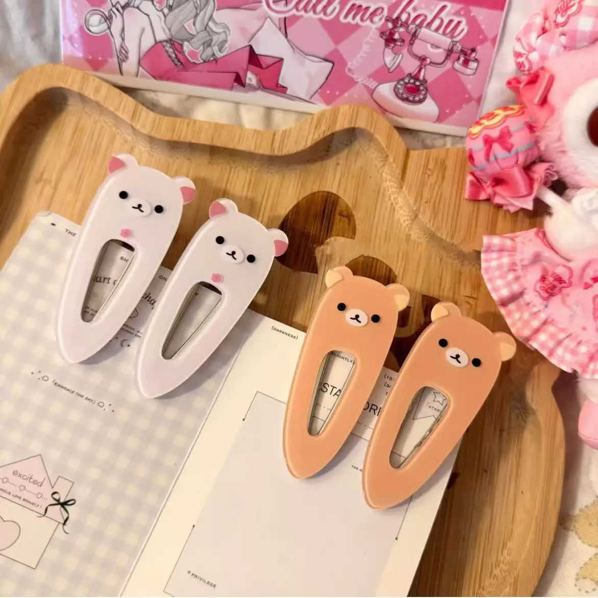 Cute Relax Bear Hairpin Cartoon Brown White Bear Alligator Clip Kawaii Bear Hair Clips Daily Hair Styling Accessories Gift