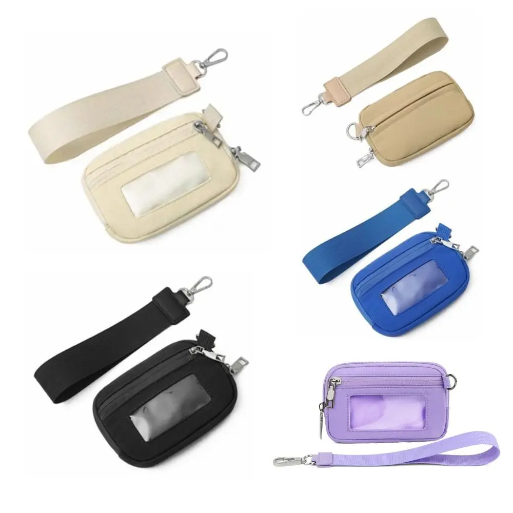 Simple Nylon Hanging Card Holder Multifunction Portable Multi-card Hand Wallet Mini Waterproof Coin Bag with Lanyard Outdoor
