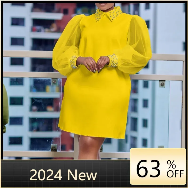 

Elegant Office Ladies Dresses for Women Round Neck Full Sleeve Straight Knee Length Fashion Business Work Dress Midi Clothes New