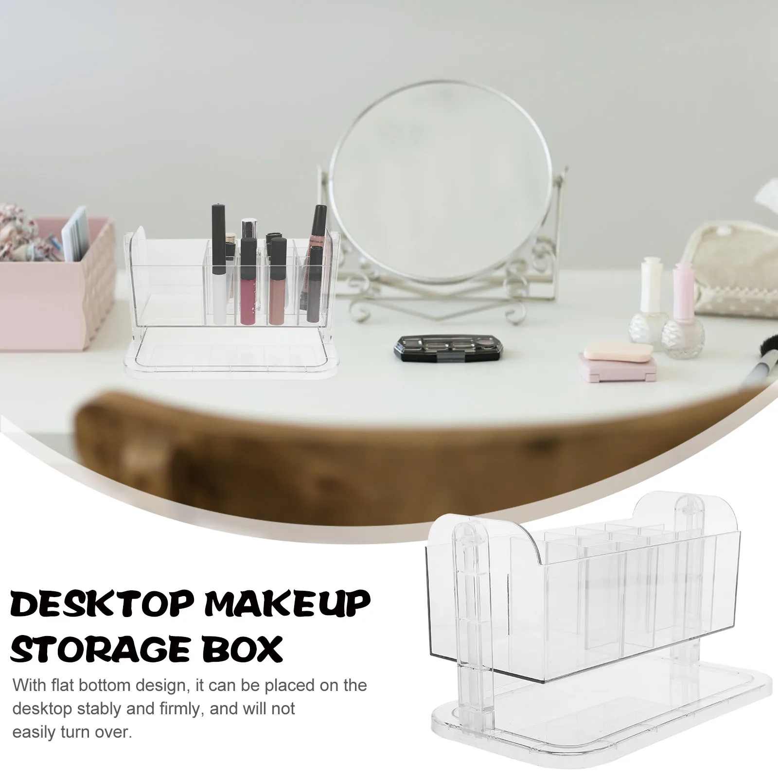 

Makeup Brush Storage Box Cosmetics Organizer Rotating Holder Organiser Cute Transparent Spinning Holders