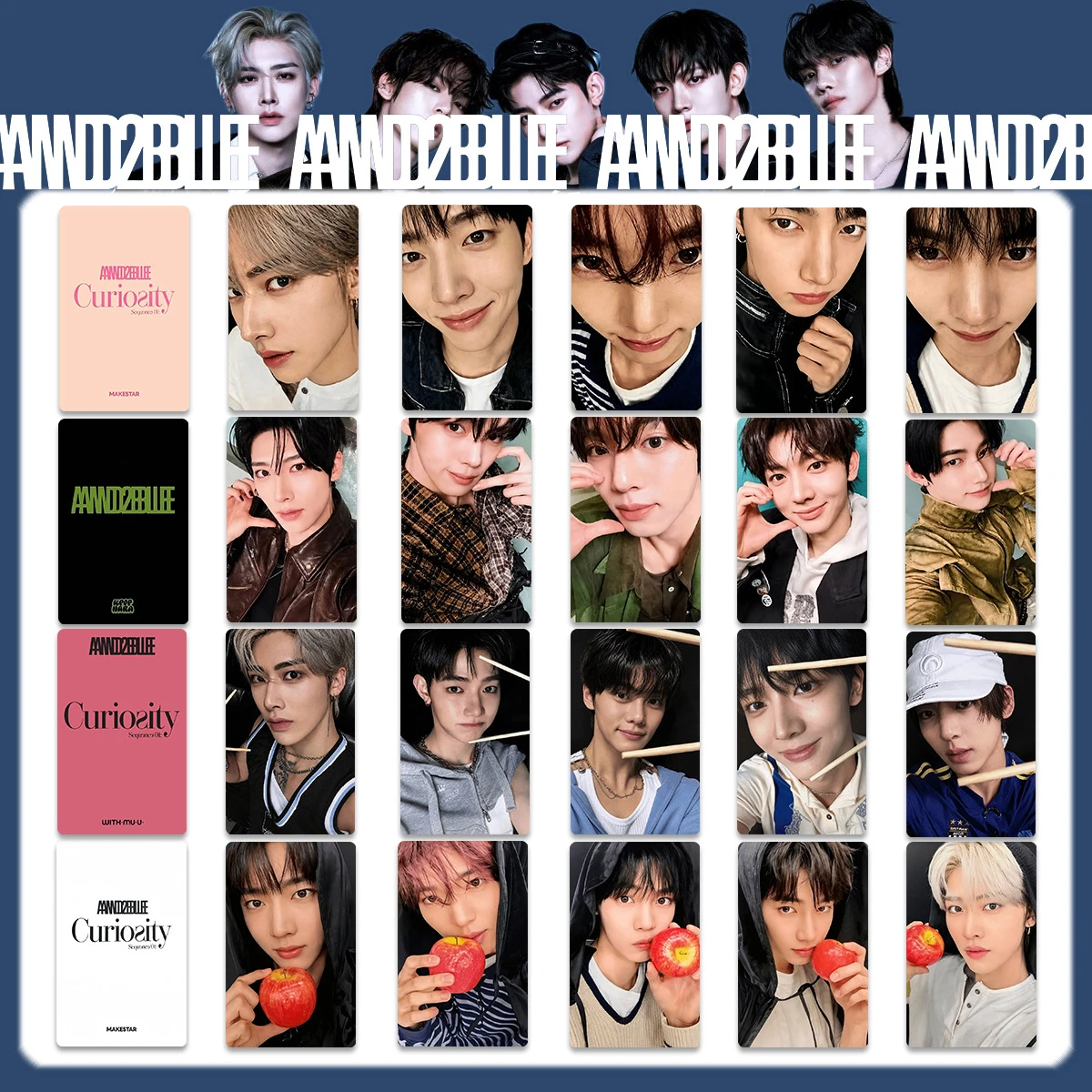 

5pcs KPOP Idol AND2BLE《Sequence 01: Curiosity 》New Album HD Printd Cards Ricky Curious BunnyCafe Photocards fan Collection Gifts