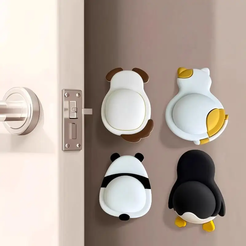 4PCS Pet Door Stopper 3D Dog Cat Penguin Panda Anti Collision Self Adhesive Bumper For Furniture Door Holder Home Improvement