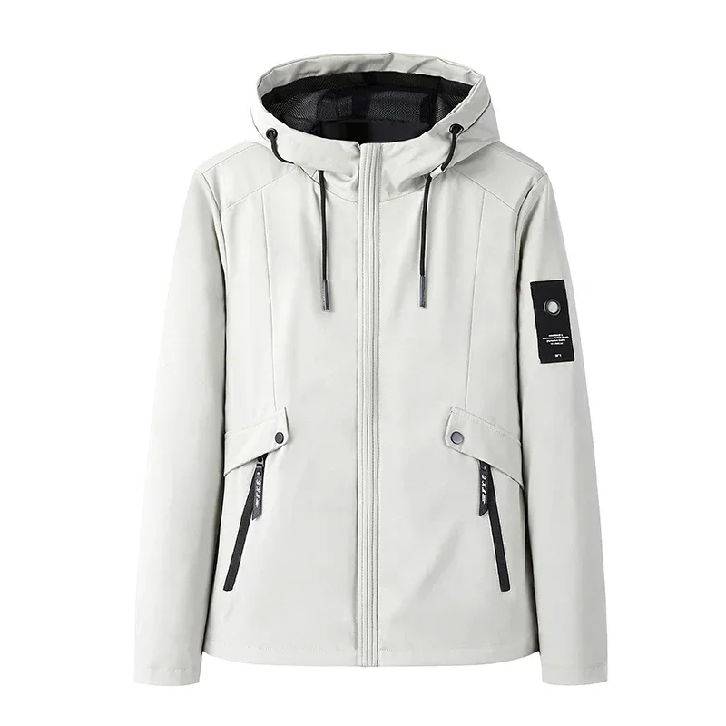 Spring Autumn New Men's Windbreaker Fashionable Hooded Youth Men's Outdoor Sports Coat Windproof and Waterproof Camping Jacket