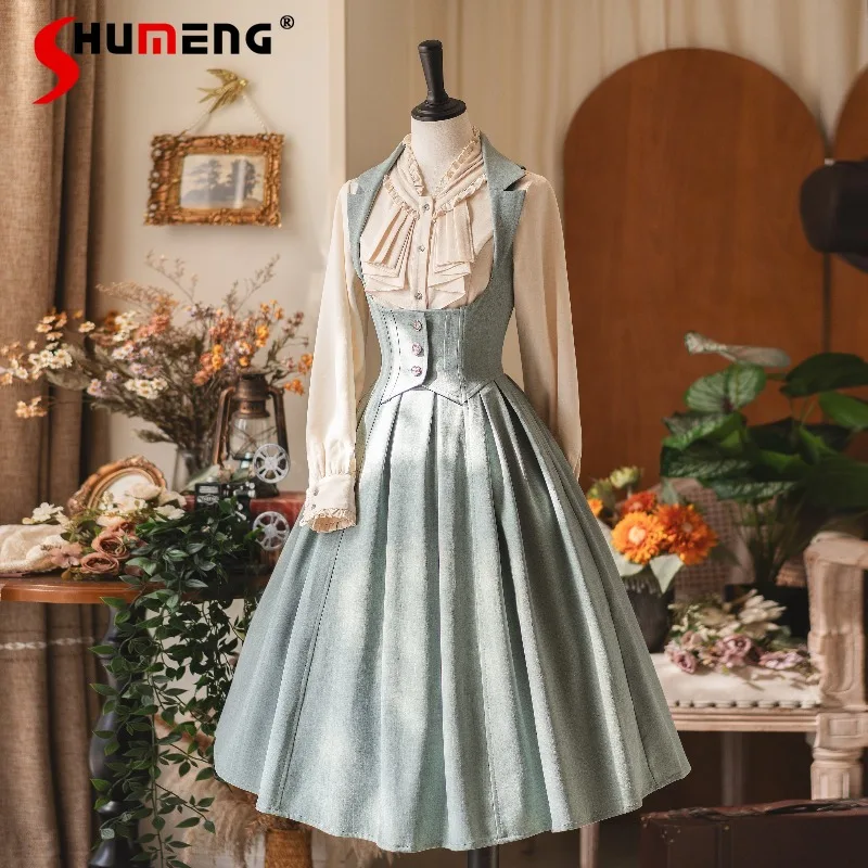 

New French Style Original Waist-Cinching Shirt Classic Retro Elegant Long-Sleeved Single-Breasted Blouse Kawaii Sweet Top Blusas