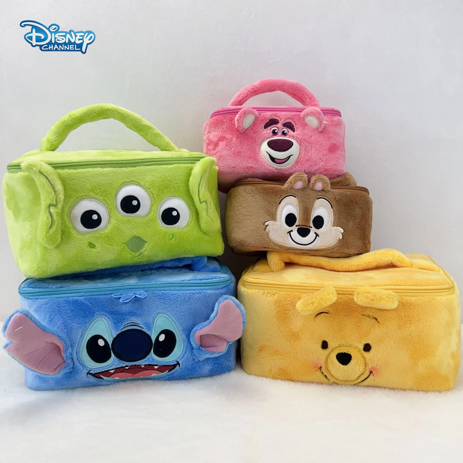 Disney Cartoon Storage Box Cute Stitch Pooh Bear custodie cosmetiche in peluche per le donne ragazze scatole per smistamento gioielli armadietti