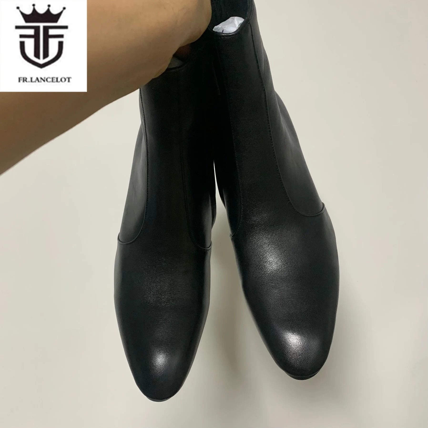 New Arrival Men Leather Boots Street Style Pointed toe Booties Hige Heels Sexy Man T-stage Black Patent Leather Party Shoes Male