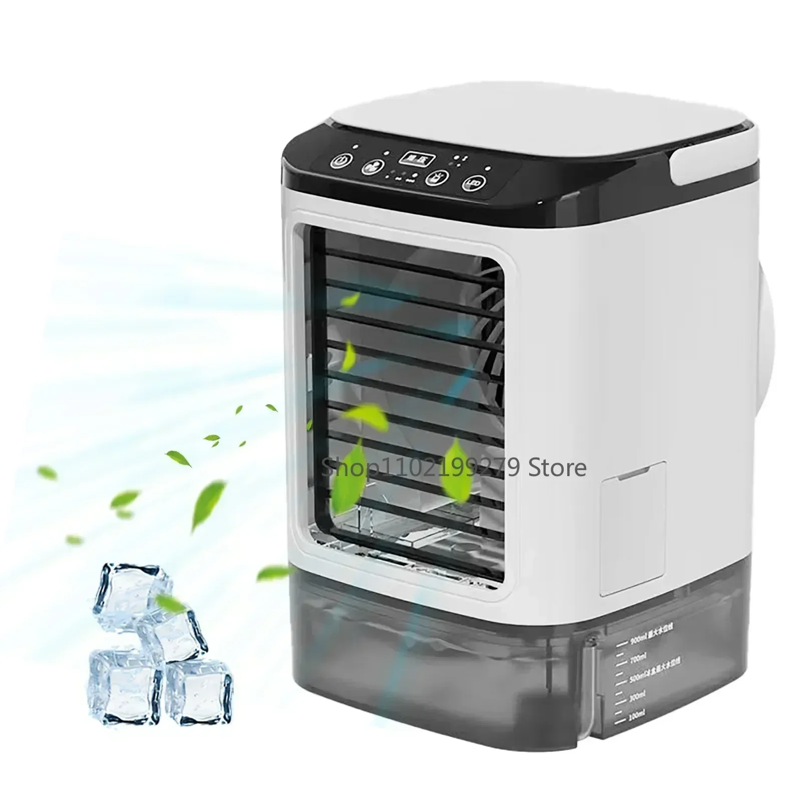 Draagbare airconditioner 3-speed mini-airconditioning 900 ml watertank luchtkoeler met 7-kleuren nachtlampje voor kantoorslaapkamer